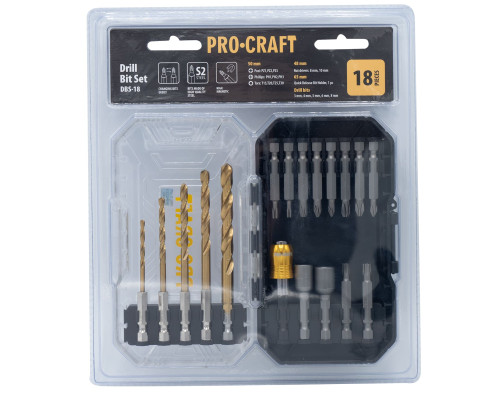 Набір свердл та біт Procraft DBS18