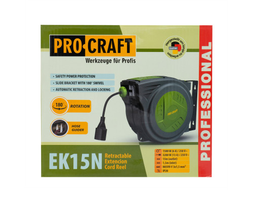 Подовжувач на котушці Procraft EK15N 3x1,5мм² 15 м