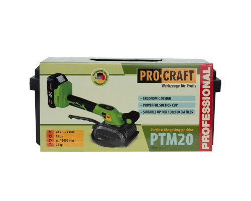 Акумуляторна віброприсоска для плитки Procraft PTM20 (з 1 акб)