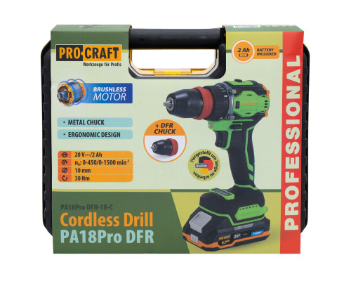 Шуруповерт Procraft PA18Pro DFR (з 1 АКБ 2Аг)