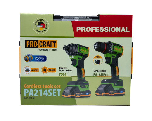 Набір акумуляторного шуруповерта та гвинтоверта Procraft PA214SET (2 АКБ)
