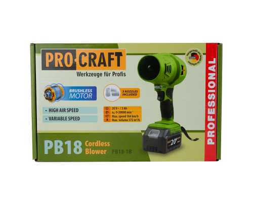 Акумуляторна повітродувка Procraft PB18 (1 АКБ та зп)