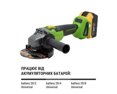 Безщіткова акумуляторна болгарка Procraft PWA216