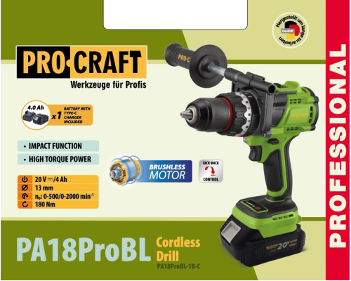 Шуруповерт Procraft PA18ProBL (з 1 акб і зп)