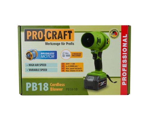 Акумуляторна повітродувка Procraft PB18 (1 АКБ та зп)