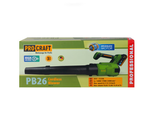 Акумуляторна повітродувка Procraft PB26 (без АКБ та зп)