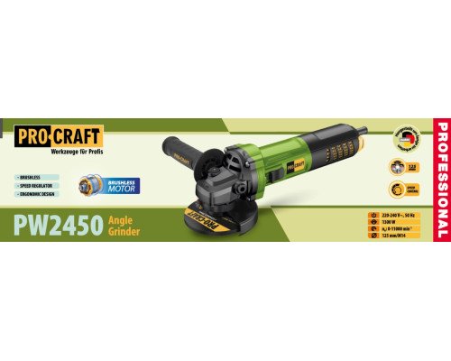 Кутошліфувальна машина безщіткова Procraft PW2450 125 мм