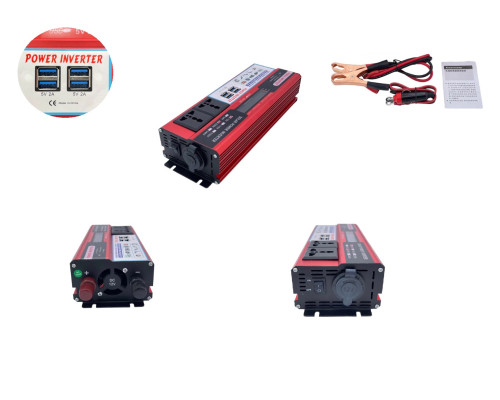 Інвертор з модифікованою синусоїдою Power Inverter 1500/3000Вт 12В 220В 4USB, 2 розетки