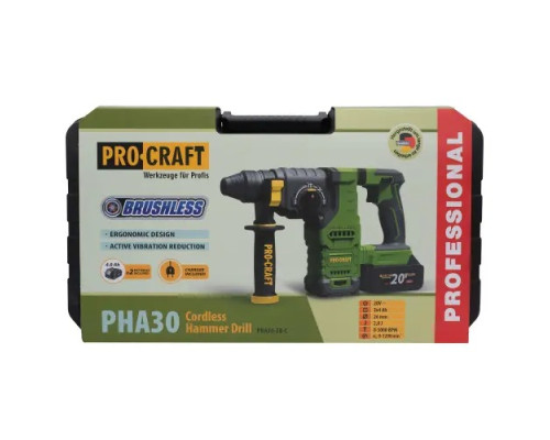 Аккумуляторный перфоратор Procraft PHA30 Кейс (з 2 акб та ЗУ)