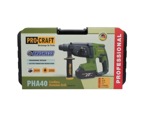 Акумуляторний перфоратор Procraft PHA40 Кейс (з 2 акб та ЗП)