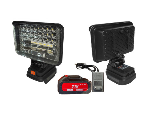 Экономный переносной мощный прожектор  LED 48 30W два разъема USB 5А/2А с АКБ 21в 4Ач и З/Б
