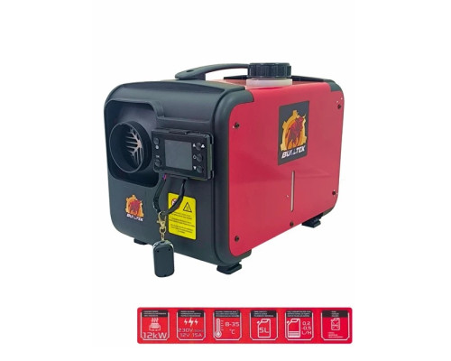 Автономний дизельний нагрівач BULLTEK BT002E 12 кВт (12V/24V/220V) з Bluetooth і 4 соплами