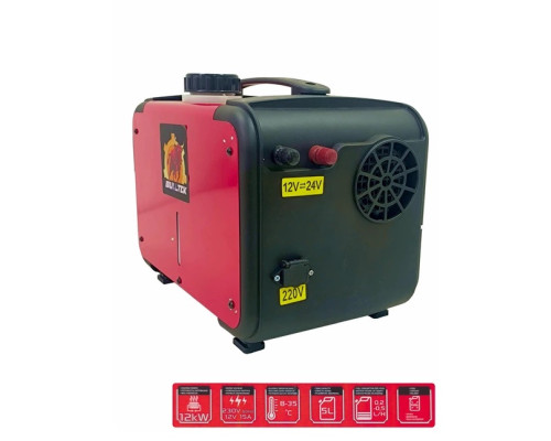 Автономний дизельний нагрівач BULLTEK BT002E 12 кВт (12V/24V/220V) з Bluetooth і 4 соплами