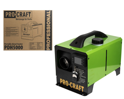 Автономный дизельный обогреватель Procraft PDH5000 5 кВт (12V/24V/220V) с пультом
