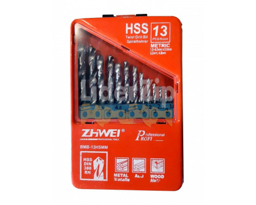 Набор сверл по металлу 13 шт. ZHWEI BMB-13HSMM