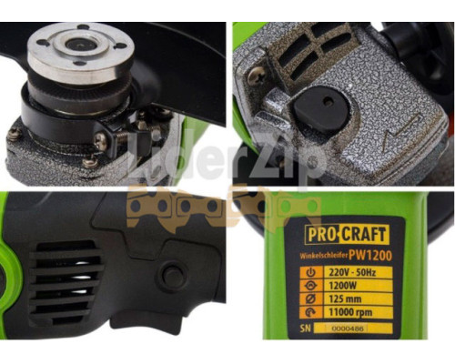 Кутошліфувальна машина Procraft PW1200 125 мм