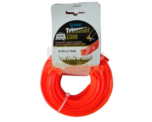 Леска для триммера Global ECO-TRIM 4 мм 15м квадрат
