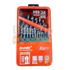 Набор сверл по металлу 25 шт. ZHWEI BMB-25HSMM
