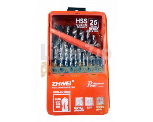 Набір свердел по металу 25 шт. ZHWEI BMB-25HSMM