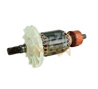 Якір для відбійного молотка Powertec (Повертек); Lобщ.196, Lпос.149.5, Dжел.53, Lжел.45, Dкол.37, z9, право; пос.подш: верхн.17, ніжн.12