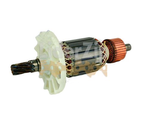 Якорь для отбойного молотка Powertec (Повертек); Lобщ.196, Lпос.149.5, Dжел.53, Lжел.45, Dкол.37, z9, право; пос.подш: верхн.17, нижн.12
