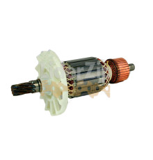 Якір для відбійного молотка Powertec (Повертек); Lобщ.196, Lпос.149.5, Dжел.53, Lжел.45, Dкол.37, z9, право; пос.подш: верхн.17, ніжн.12