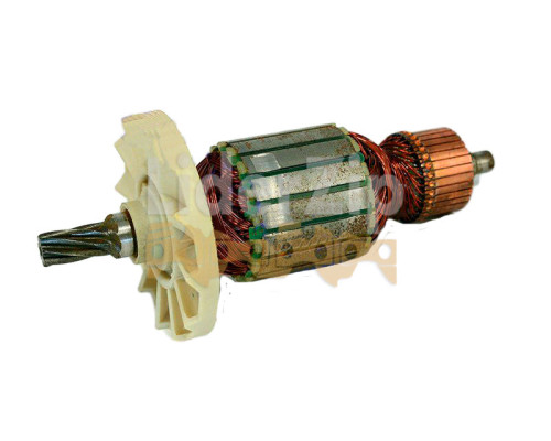 Якір для відбійного молотка Powertec (Повертек); Lобщ.196, Lпос.154, Dжел.56, Lжел.45, Dкол.36, z7, право; пос.подш .: ніжн.10