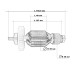 Якір (ротор) для УШМ Ferm 125 880 W (160,5 * 35 шліц 6.5 мм)