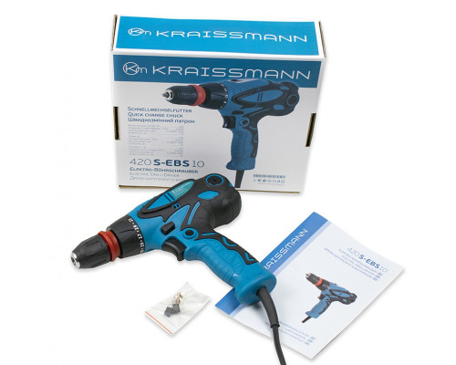 Шуруповерт мережевий KRAISSMANN 420 S-EBS 10 (двошвидкісний, DFR патрон)